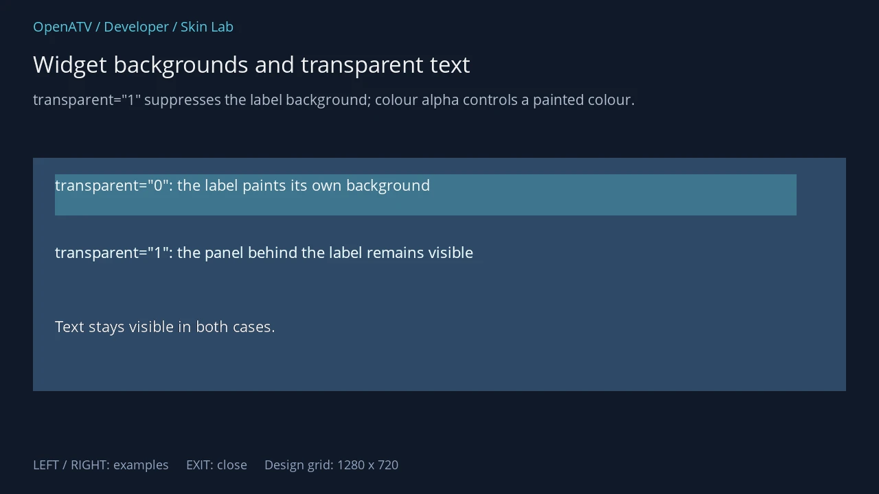 An opaque label background compared with a label whose background is suppressed